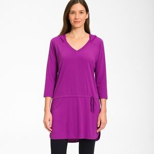 THE NORTH FACE Purple Hoodie Tunic Dress V Neck Large